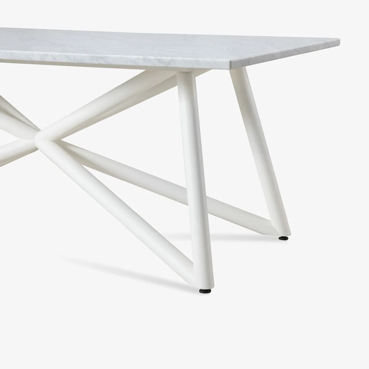 Veltha Outdoor Stone Design Outdoor Dining Tables<Larte 200 Rectangular white carrara Marble and steel Outdoor Dining Table