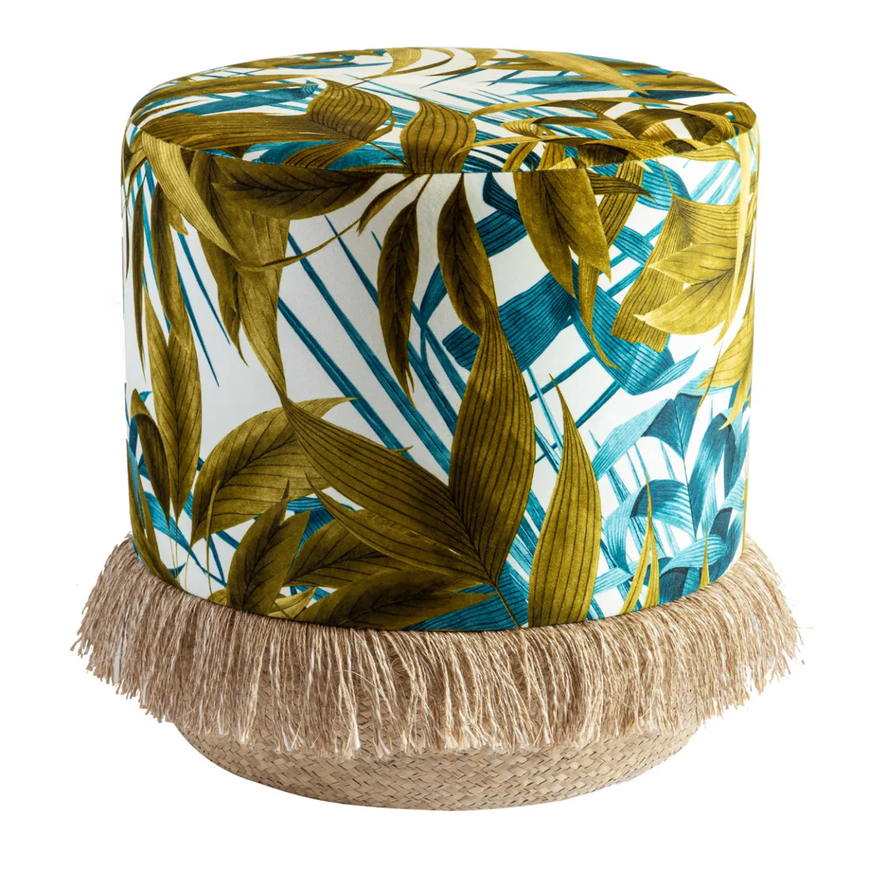 Grand Tour by Vito Nesta Ottomans & Poufs<Las Palmas Pouf with palm leaves and basket base