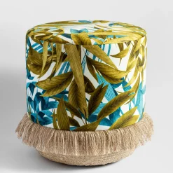 Grand Tour by Vito Nesta Ottomans & Poufs<Las Palmas Pouf with palm leaves and basket base