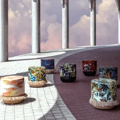 Grand Tour by Vito Nesta Ottomans & Poufs<Las Palmas Pouf with palm leaves and basket base
