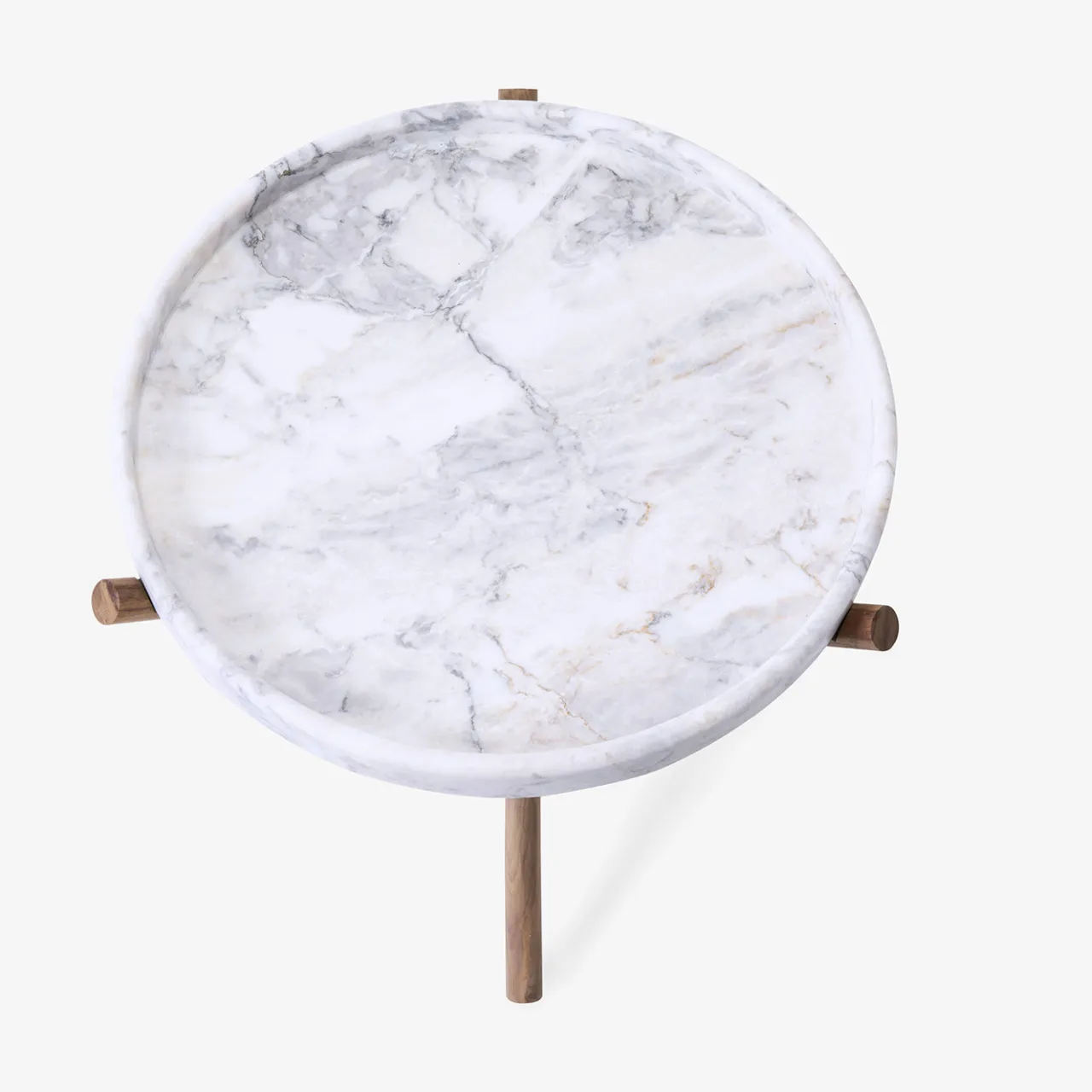 Veltha Outdoor Stone Design Side Tables<Lase White Carrara Marble With Canaletto Walnut Legs Side Table