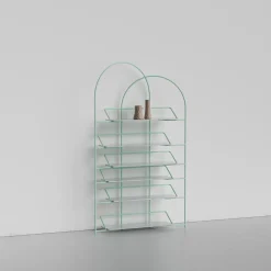 Enrico Girotti Bookcases<LateB Green Metal and Marble Sculptural Bookcase #2