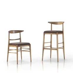 Morello Gianpaolo Bar Stools<Laura Walnut & Brown Bar Stool