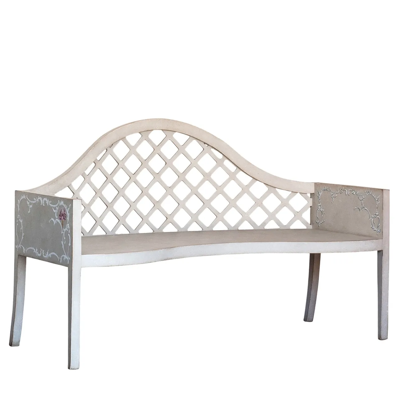 Porte Italia Outdoor Sofas & Benches<Lavaredo Settee Textural White and Tulips Decors Bench