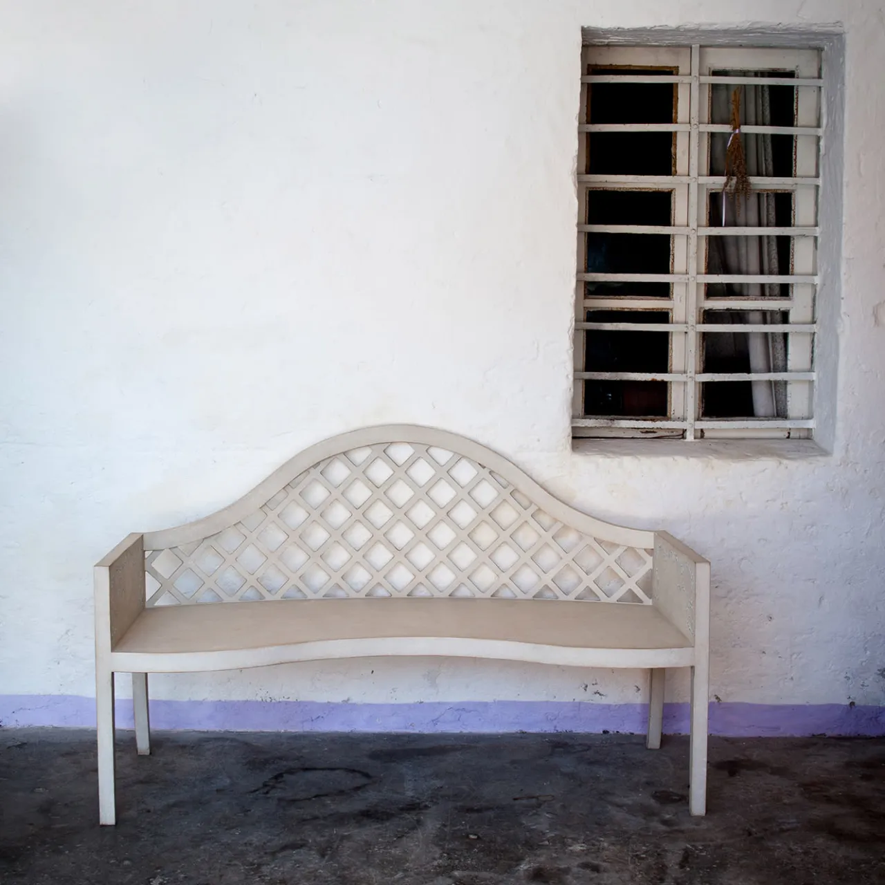Porte Italia Outdoor Sofas & Benches<Lavaredo Settee Textural White and Tulips Decors Bench