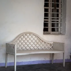 Porte Italia Outdoor Sofas & Benches<Lavaredo Settee Textural White and Tulips Decors Bench