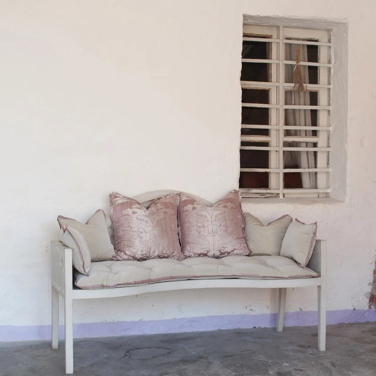 Porte Italia Outdoor Sofas & Benches<Lavaredo Settee Textural White and Tulips Decors Bench