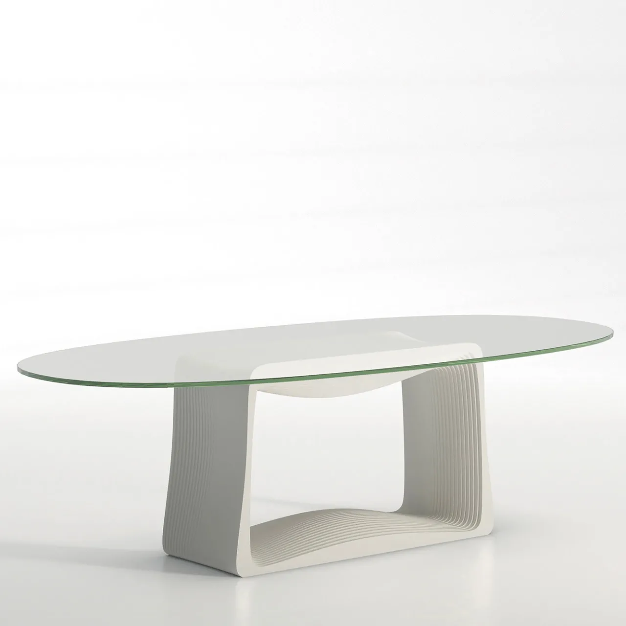 BBB Italia Dining Tables<Layer Crystal & White Oval Table by Franco Poli