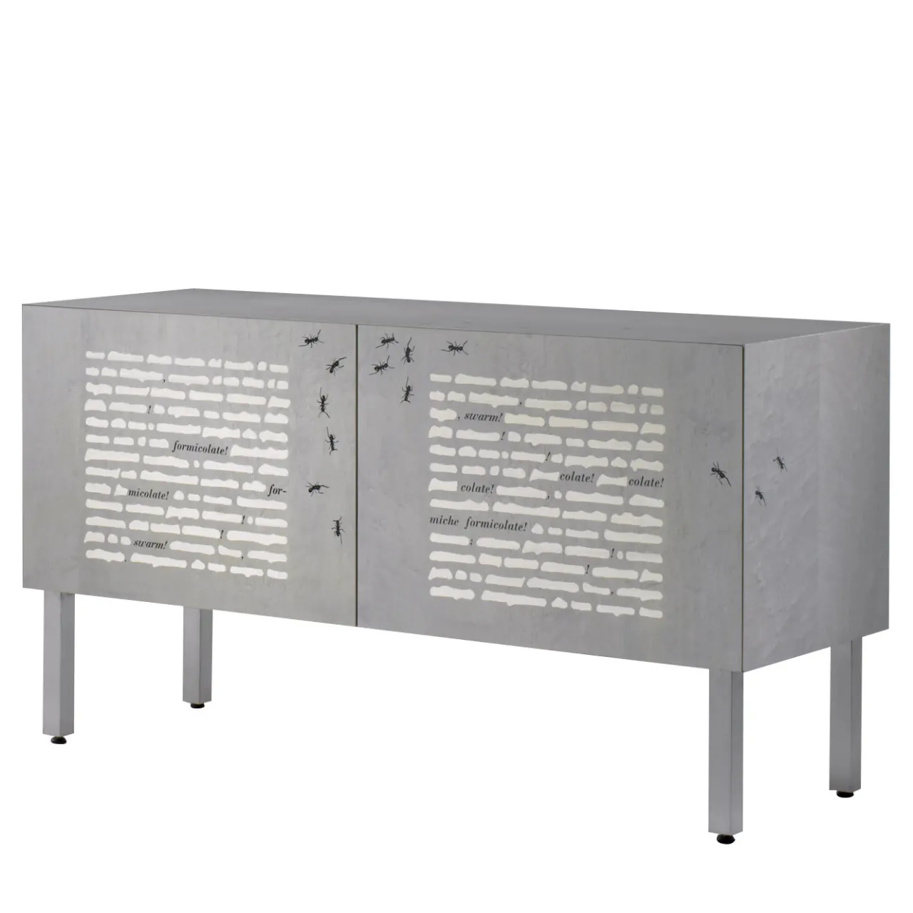 Laura Meroni Sideboards Buffets<Le formiche nere Intarsia sideboard by Emilio Isgrò