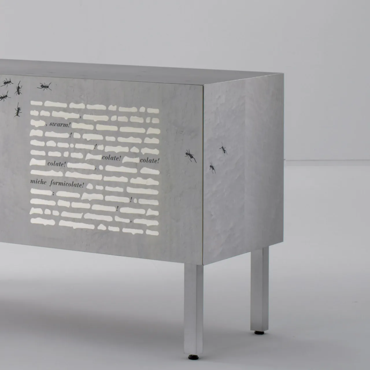 Laura Meroni Sideboards Buffets<Le formiche nere Intarsia sideboard by Emilio Isgrò