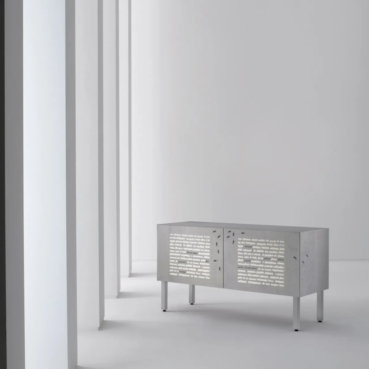 Laura Meroni Sideboards Buffets<Le formiche nere Intarsia sideboard by Emilio Isgrò