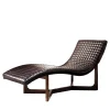 Provasi Chaises<Leather and Mahogany Chaise Longue