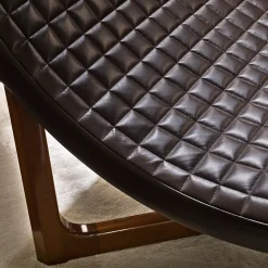 Provasi Chaises<Leather and Mahogany Chaise Longue