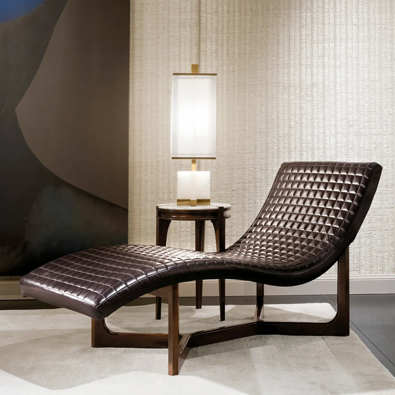 Provasi Chaises<Leather and Mahogany Chaise Longue