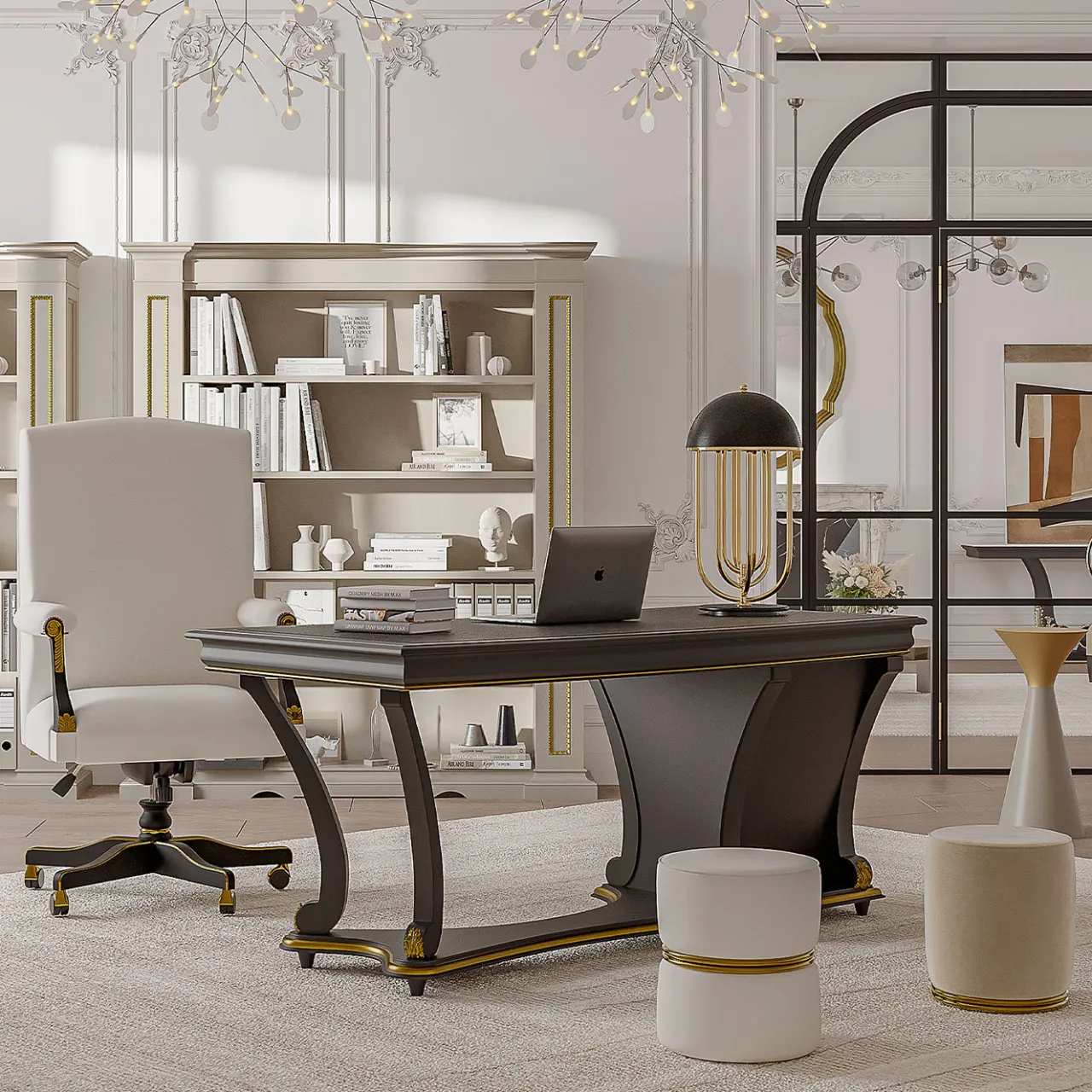 Guerra Vanni Office Chairs<Leather and Wood Swivel Office Chair from Studio Privè Collection