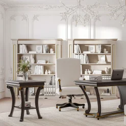 Guerra Vanni Office Chairs<Leather and Wood Swivel Office Chair from Studio Privè Collection