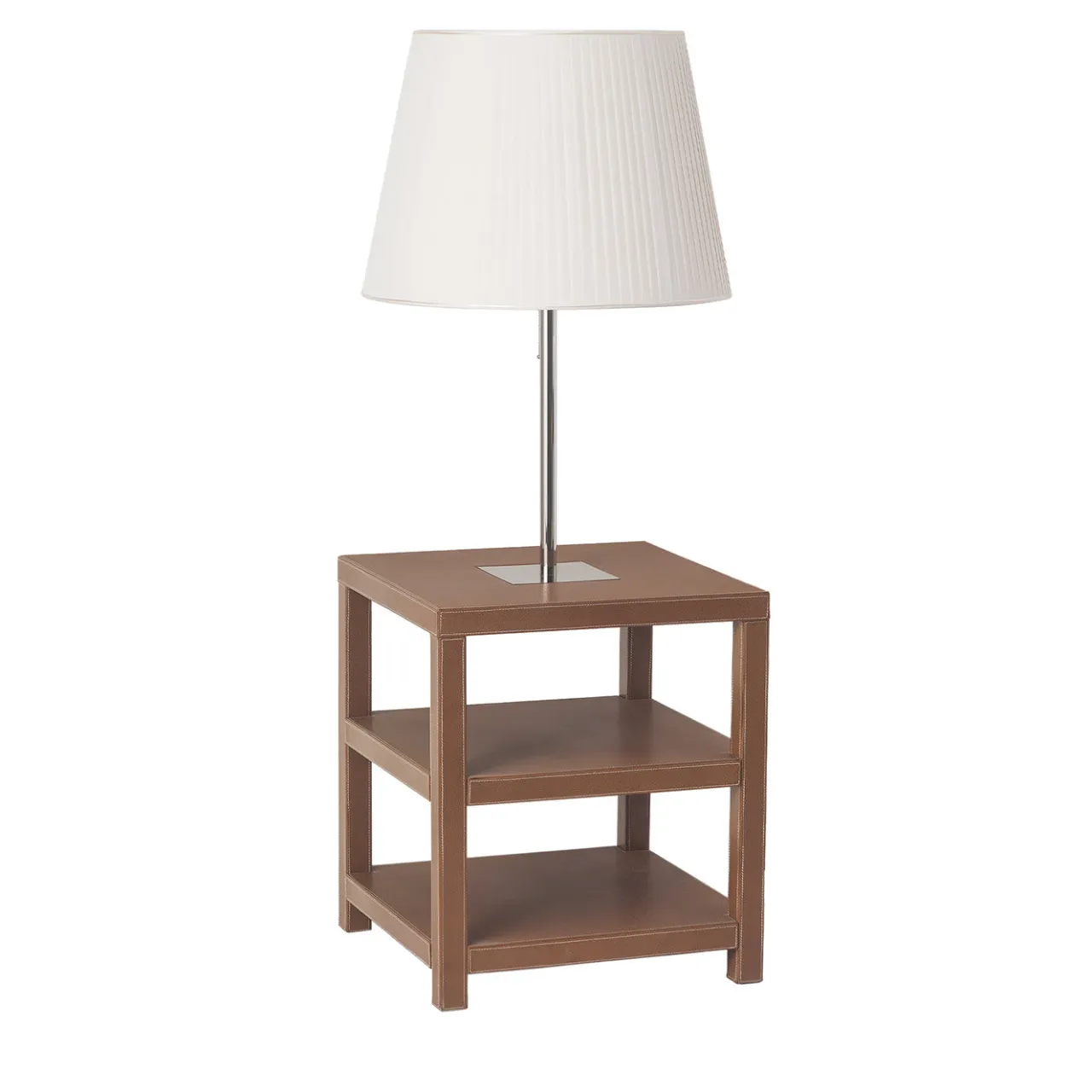 Chelini Nightstands<Leather Bedside Table with Lamp by Michele Bonan