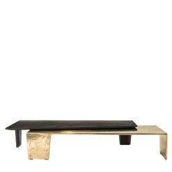 Visionnaire Nesting Tables<Lego Gold Alluminium And Black Marble Nesting Table