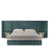 Visionnaire Beds<Leonardo Blue-Green Fabric And Golden Steel Bed