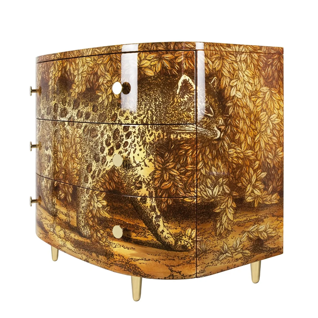Fornasetti Dressers<Leopardo Curved Chest of Drawers