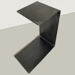 Renzo Serafini Side Tables<Lettera C Steel Side Table with LED Light