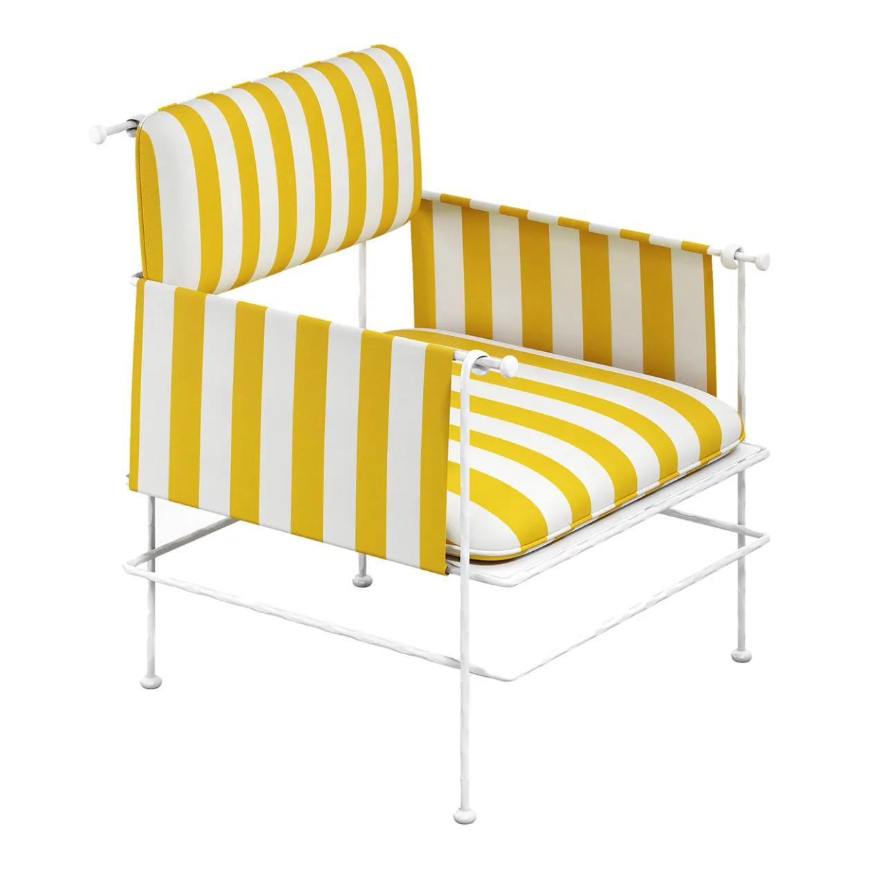 Braid Outdoor Outdoor Armchairs<Liberty White and Yellow Outdoor Armchair with Iron Frame