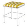 Braid Outdoor Outdoor Chairs & Stools<Liberty White Iron Pouf with White & Yellow Striped Cushion