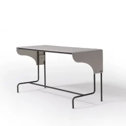 Casa Covre Desk & Writing Tables<Libra Rectangular Ice White Leather and Metal Writing Desk