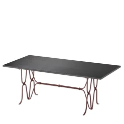 Dante Negro Outdoor Dining Tables<Ligare Lava-Stone-Top & Wrought Iron Brown Rectangular Table