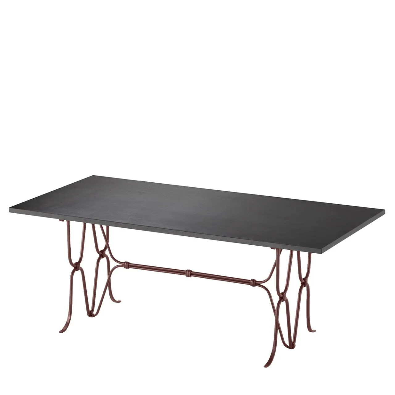 Dante Negro Outdoor Dining Tables<Ligare Lava-Stone-Top & Wrought Iron Brown Rectangular Table