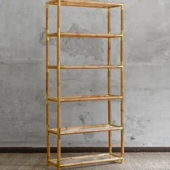 Molto Collectibles Bookcases<Light Bamboo With Brass Fittings Bookcase
