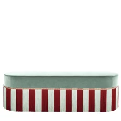 Lorenza Bozzoli Couture Benches<light blue velvet with two-tone fringes bench