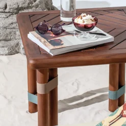 Il Giardino di Legno Outdoor Coffee Tables<Lignes square Wood Outdoor Side Table