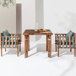 Il Giardino di Legno Outdoor Dining Tables<Lignes Square wood Outdoor Bistro Table
