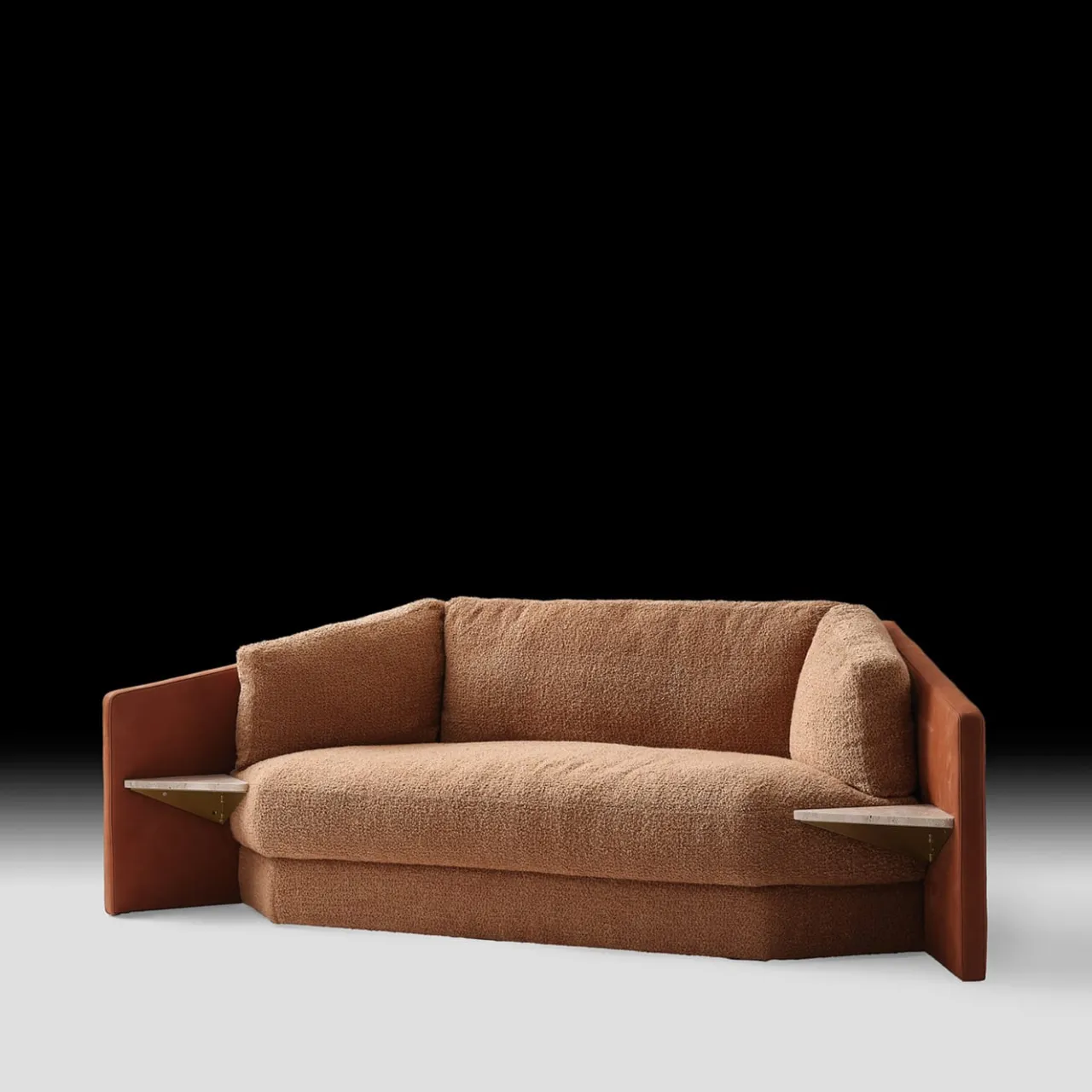 Black Tie Sofas<Lilith Brown-Fabric Sofa with Built-In Shelves