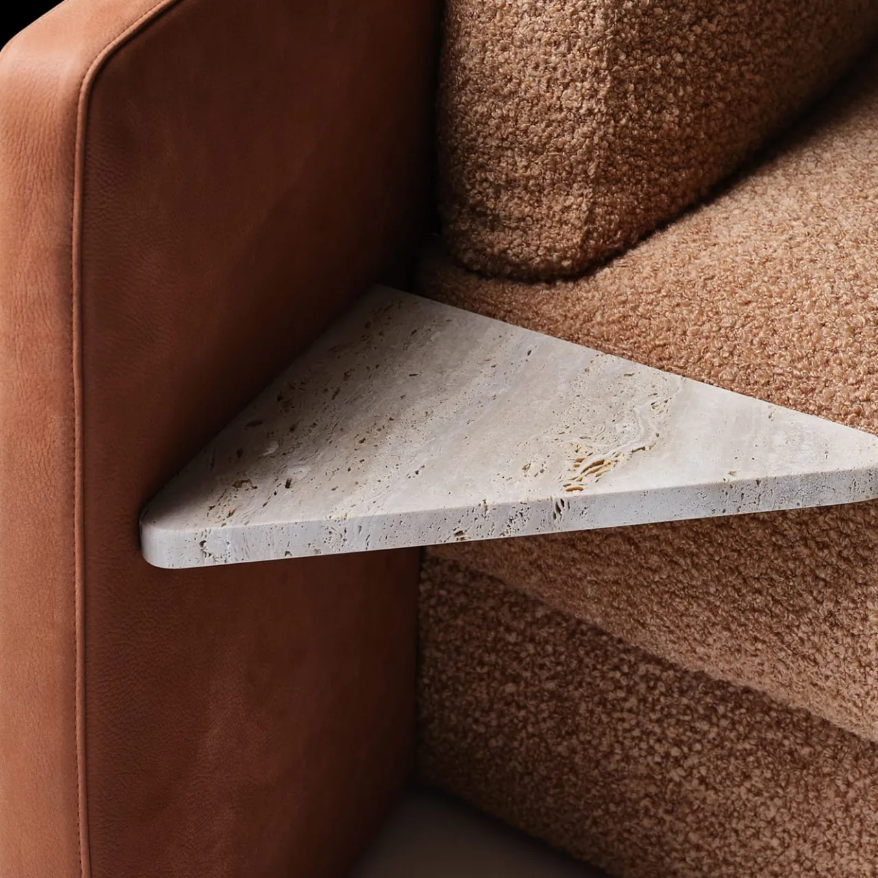 Black Tie Sofas<Lilith Brown-Fabric Sofa with Built-In Shelves