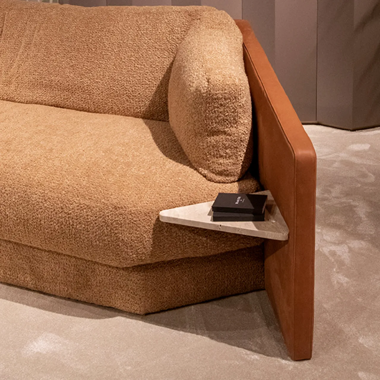 Black Tie Sofas<Lilith Brown-Fabric Sofa with Built-In Shelves