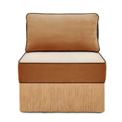 Lorenza Bozzoli Couture Lounge Chairs<Lilli modular beige and cognac fabric with fringes lounge Armchair