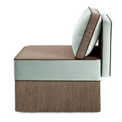 Lorenza Bozzoli Couture Lounge Chairs<Lilli modular light blue with Taupe fringes lounge armchair