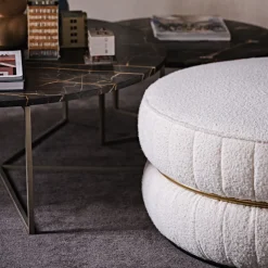 Black Tie Ottomans & Poufs<Lillo White Pouf