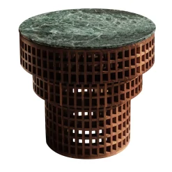Medulum Side Tables<Limited Edition Carabottino Collection Walnut and Verde Alpi Marble Side Table