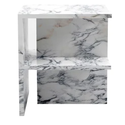 Carrara Home Design Nightstands<Linea White Arabescato Marble Nighstand by Martage Collection