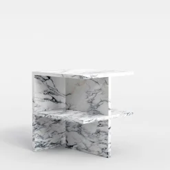 Carrara Home Design Nightstands<Linea White Arabescato Marble Nighstand by Martage Collection