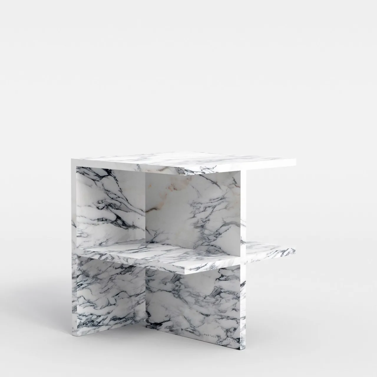 Carrara Home Design Nightstands<Linea White Arabescato Marble Nighstand by Martage Collection