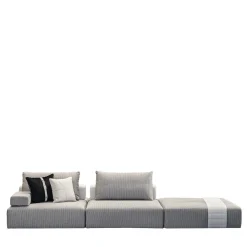 Meroni & Colzani Outdoor Sofas & Benches<Linosa gray textile and leather Outdoor sofa