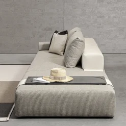 Meroni & Colzani Outdoor Sofas & Benches<Linosa gray textile and leather Outdoor sofa