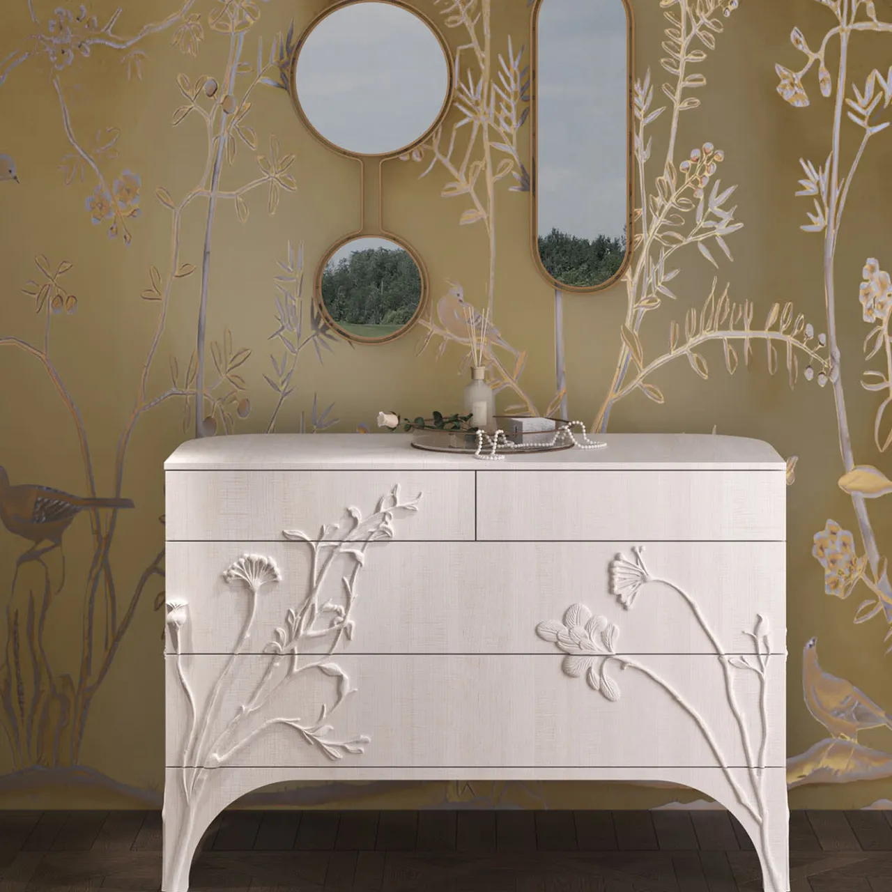 Cafedesart Dressers<Linpha White Maple Wood With 4-Drawers Dresser