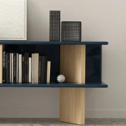 Morica Design Sideboards Buffets<Living Oak Wood and Glossy Blue Medium Sideboard