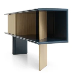 Morica Design Sideboards Buffets<Living Oak Wood and Glossy Blue Medium Sideboard