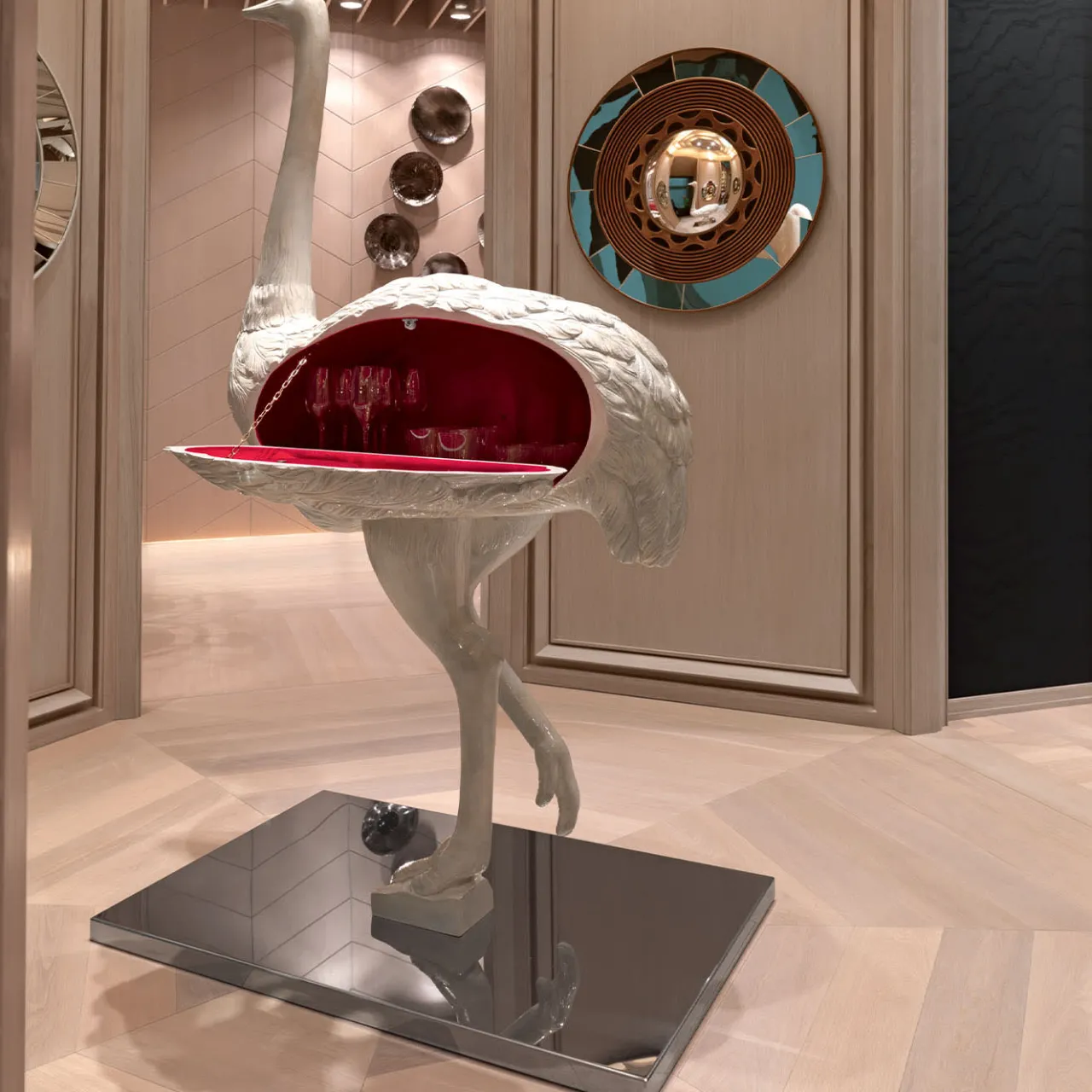Fratelli Boffi Bar Cabinets<Lizzy Ostrich Cabinet Designed By Piero Manara
